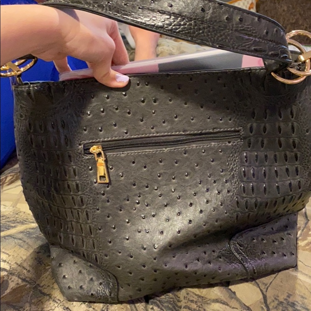Vegan ostrich leather handbag
